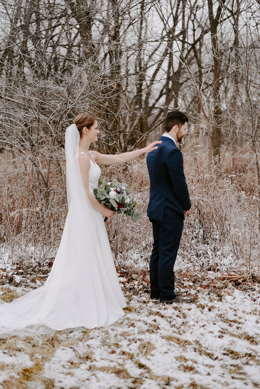 Bride and groom first look.