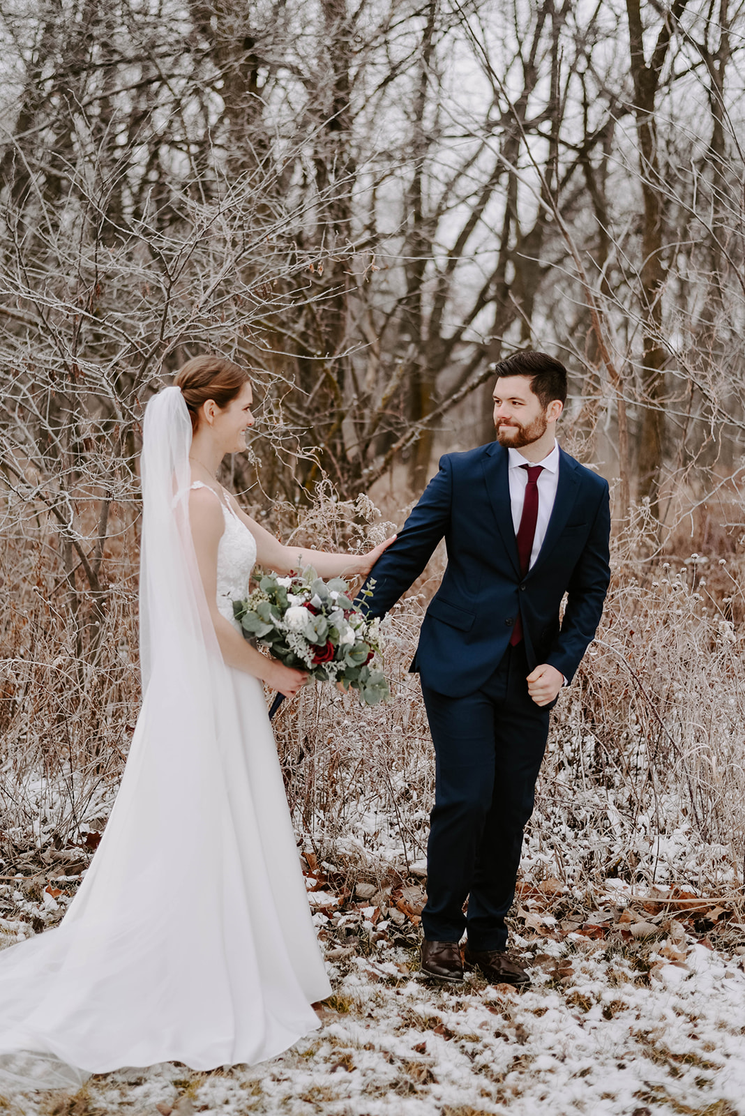 Bride and groom first look.