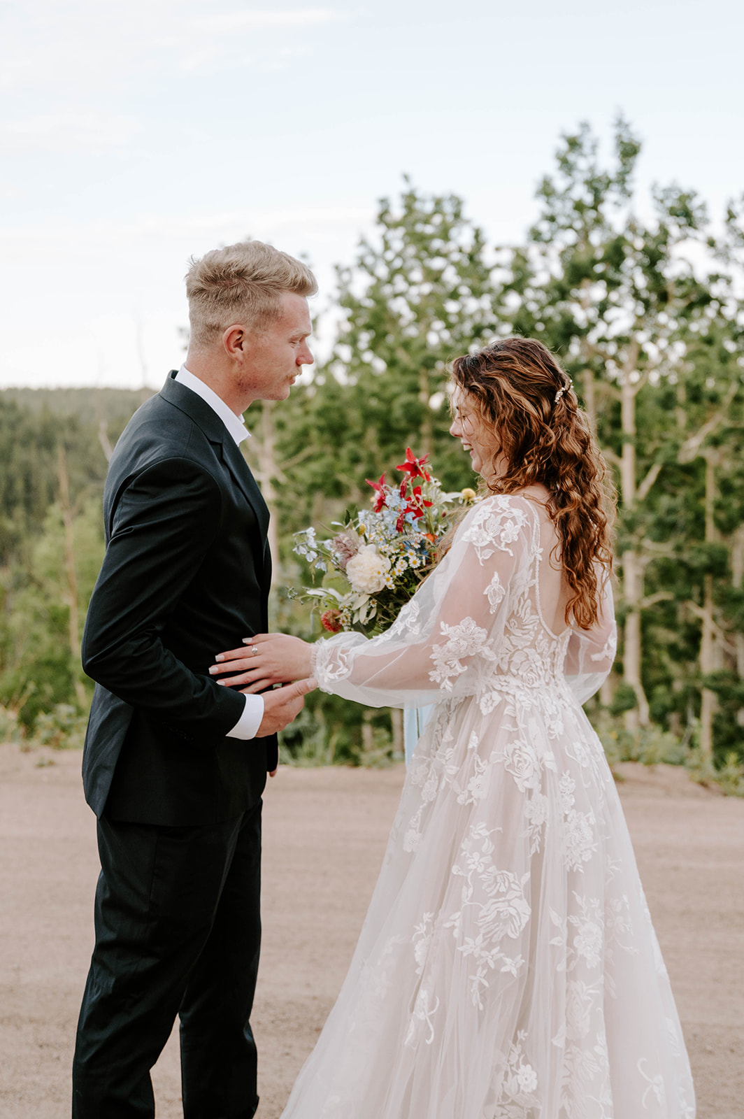 Bride and groom first look.